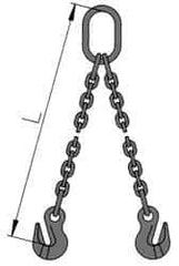 Pewag - 5' Long, 20,800 Lb Basket Capacity, 20,800 Lb Vertical Capacity, Alloy Steel Web Sling - DOG Chain Sling, 1/2" Diam Chain, Silver (Color), with 2 Grab Hooks & Master Link - Apex Tool & Supply
