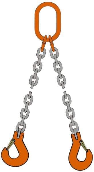 Pewag - 10' Long x 10" Wide, 4,700 Lb Basket Capacity, 4,700 Lb Vertical Capacity, Alloy Steel Web Sling - DOS Chain Sling, 7/32" Diam Chain, Self-Colored, with 2 Sling Hooks & Master Link - Apex Tool & Supply