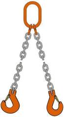 Pewag - 10' Long, 20,800 Lb Basket Capacity, 20,800 Lb Vertical Capacity, Alloy Steel Web Sling - DOS Chain Sling, 1/2" Diam Chain, Silver (Color), with 2 Sling Hooks & Master Link - Apex Tool & Supply