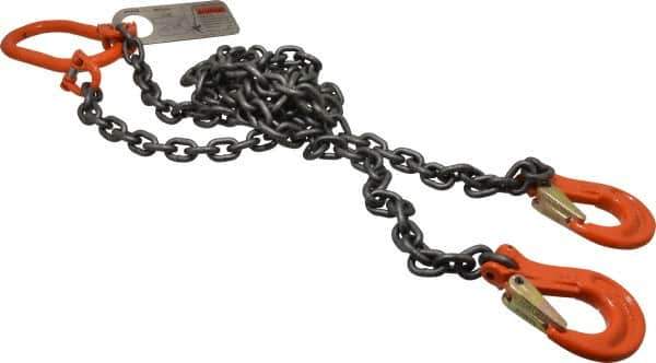 Pewag - 5' Long x 10" Wide, 4,700 Lb Basket Capacity, 4,700 Lb Vertical Capacity, Alloy Steel Web Sling - DOS Chain Sling, 7/32" Diam Chain, Self-Colored, with 2 Sling Hooks & Master Link - Apex Tool & Supply
