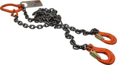 Pewag - 5' Long x 10" Wide, 4,700 Lb Basket Capacity, 4,700 Lb Vertical Capacity, Alloy Steel Web Sling - DOS Chain Sling, 7/32" Diam Chain, Self-Colored, with 2 Sling Hooks & Master Link - Apex Tool & Supply