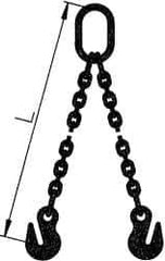 Pewag - 5' Long, 7,500 Lb Basket Capacity, 7,500 Lb Vertical Capacity, Stainless Steel Web Sling - DOS Chain Sling, 3/8" Diam Chain, Bright Polish, with 2 Sling Hooks & Master Link - Apex Tool & Supply