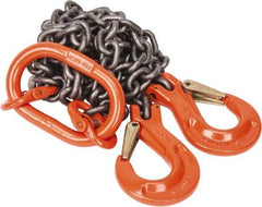 Pewag - 5' Long x 10" Wide, 7,500 Lb Basket Capacity, 7,500 Lb Vertical Capacity, Alloy Steel Web Sling - DOS Chain Sling, 9/32" Diam Chain, Self-Colored, with 2 Sling Hooks & Master Link - Apex Tool & Supply
