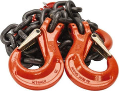Pewag - 5' Long x 10" Wide, 26,000 Lb Basket Capacity, 26,000 Lb Vertical Capacity, Alloy Steel Web Sling - DOS Chain Sling, 1/2" Diam Chain, Self-Colored, with 2 Sling Hooks & Master Link - Apex Tool & Supply