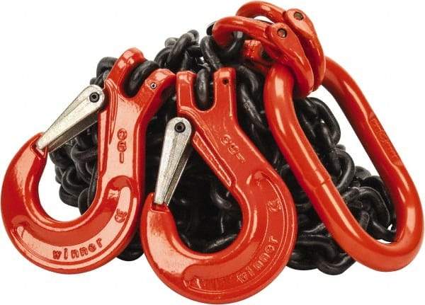 Pewag - 10' Long x 10" Wide, 7,500 Lb Basket Capacity, 7,500 Lb Vertical Capacity, Alloy Steel Web Sling - DOS Chain Sling, 9/32" Diam Chain, Self-Colored, with 2 Sling Hooks & Master Link - Apex Tool & Supply