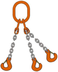 Pewag - 10' Long, 18,400 Lb Basket Capacity, 18,400 Lb Vertical Capacity, Alloy Steel Web Sling - TOG Chain Sling, 3/8" Diam Chain, Silver (Color), with 3 Grab Hooks & Master Link - Apex Tool & Supply