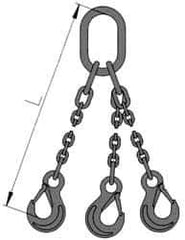 Pewag - 10' Long, 9,100 Lb Basket Capacity, 9,100 Lb Vertical Capacity, Alloy Steel Web Sling - TOS Chain Sling, 9/32" Diam Chain, Silver (Color), with 3 Sling Hooks & Master Link - Apex Tool & Supply