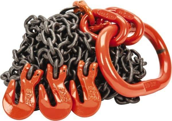 Pewag - 10' Long x 10" Wide, 7,000 Lb Basket Capacity, 7,000 Lb Vertical Capacity, Alloy Steel Web Sling - TOG Chain Sling, 7/32" Diam Chain, Self-Colored, with 3 Grab Hooks & Master Link - Apex Tool & Supply