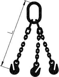 Pewag - 10' Long, 17,900 Lb Basket Capacity, 46,500 Lb Vertical Capacity, 3 Ply, Alloy Steel Web Sling - 17,900 Lb Choker Capacity, TOG Chain Sling, 1/2" Diam Chain, Blue, with 3 Grab Hooks & Master Link - Apex Tool & Supply