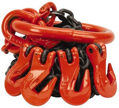 Pewag - 5' Long x 10" Wide, 11,200 Lb Basket Capacity, 11,200 Lb Vertical Capacity, Alloy Steel Web Sling - QOG Chain Sling, 9/32" Diam Chain, Self-Colored, with 4 Grab Hooks & Master Link - Apex Tool & Supply