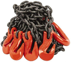 Pewag - 10' Long x 10" Wide, 22,800 Lb Basket Capacity, 22,800 Lb Vertical Capacity, Alloy Steel Web Sling - QOG Chain Sling, 3/8" Diam Chain, Self-Colored, with 4 Grab Hooks & Master Link - Apex Tool & Supply