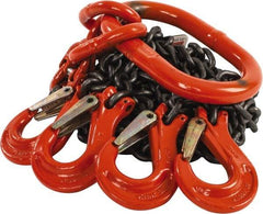 Pewag - 5' Long x 10" Wide, 7,000 Lb Basket Capacity, 7,000 Lb Vertical Capacity, Alloy Steel Web Sling - QOS Chain Sling, 7/32" Diam Chain, Self-Colored, with 4 Sling Hooks & Master Link - Apex Tool & Supply