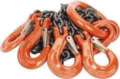 Pewag - 5' Long x 10" Wide, 11,200 Lb Basket Capacity, 11,200 Lb Vertical Capacity, Alloy Steel Web Sling - QOS Chain Sling, 9/32" Diam Chain, Self-Colored, with 4 Sling Hooks & Master Link - Apex Tool & Supply