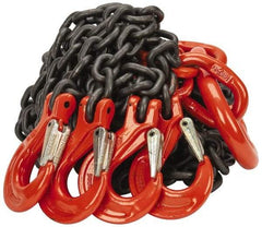 Pewag - 10' Long x 10" Wide, 22,800 Lb Basket Capacity, 22,800 Lb Vertical Capacity, Alloy Steel Web Sling - QOS Chain Sling, 3/8" Diam Chain, Self-Colored, with 4 Sling Hooks & Master Link - Apex Tool & Supply