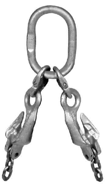 Pewag - 5' Long x 10" Wide, 2,700 Lb Basket Capacity, 2,700 Lb Vertical Capacity, Alloy Steel Web Sling - SOG Chain Sling, 7/32" Diam Chain, Self-Colored, with Grab Hook, Master Link & Shortening Hook - Apex Tool & Supply