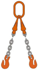 Pewag - 5' Long, 12,300 Lb Basket Capacity, 12,300 Lb Vertical Capacity, Alloy Steel Web Sling - DOG Chain Sling, 1/2" Diam Chain, Silver (Color), with 2 Grab Hooks, Master Link & 2 Shortening Hooks - Apex Tool & Supply