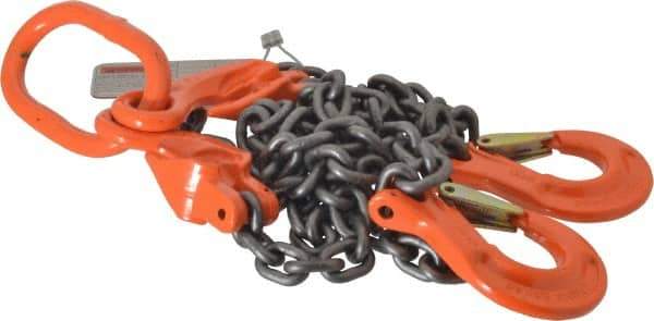Pewag - 5' Long x 10" Wide, 7,500 Lb Basket Capacity, 7,500 Lb Vertical Capacity, Alloy Steel Web Sling - DOS Chain Sling, 9/32" Diam Chain, Self-Colored, with 2 Sling Hooks, Master Link & 2 Shortening Hooks - Apex Tool & Supply