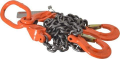 Pewag - 5' Long x 10" Wide, 7,500 Lb Basket Capacity, 7,500 Lb Vertical Capacity, Alloy Steel Web Sling - DOS Chain Sling, 9/32" Diam Chain, Self-Colored, with 2 Sling Hooks, Master Link & 2 Shortening Hooks - Apex Tool & Supply