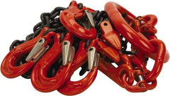 Pewag - 5' Long x 10" Wide, 7,000 Lb Basket Capacity, 7,000 Lb Vertical Capacity, Alloy Steel Web Sling - QOS Chain Sling, 7/32" Diam Chain, Self-Colored, with 4 Sling Hooks, Master Link & 4 Shortening Hooks - Apex Tool & Supply