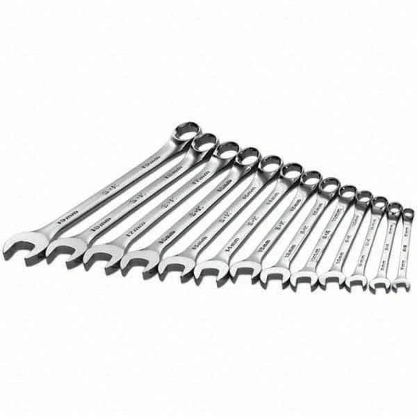SK - 13 Piece, Combination Wrench Set - Metric System of Measurement, Chrome Finish - Apex Tool & Supply