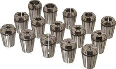 ETM - 15 Piece, 1/16" to 5/8" Capacity, ER Collet Set - Increments of 1mm, Series ER25 - Exact Industrial Supply