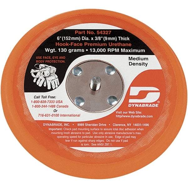 Dynabrade - 6" Diam Hook & Loop Disc Backing Pad - Medium Density, 13,000 RPM - Apex Tool & Supply