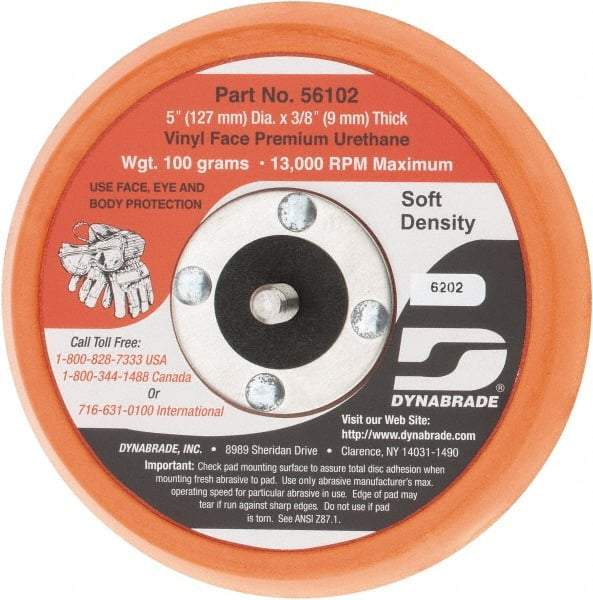 Dynabrade - 5" Diam Adhesive/PSA Disc Backing Pad - Soft Density, 13,000 RPM - Apex Tool & Supply