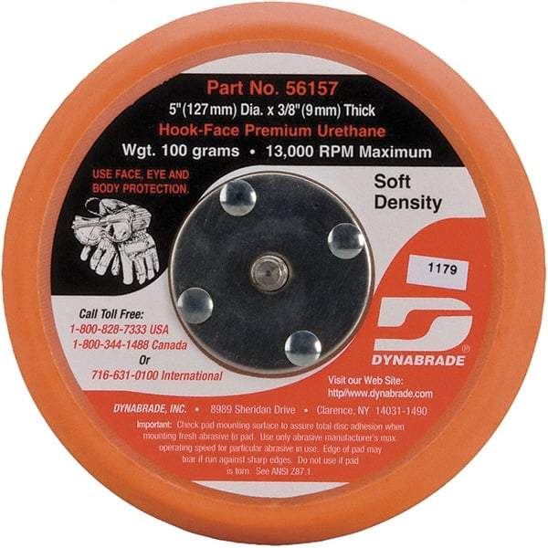 Dynabrade - 5" Diam Hook & Loop Disc Backing Pad - Soft Density, 13,000 RPM - Apex Tool & Supply