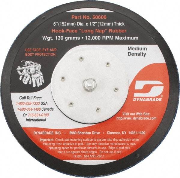 Dynabrade - 6" Diam Hook & Loop Disc Backing Pad - Medium Density, 13,000 RPM - Apex Tool & Supply
