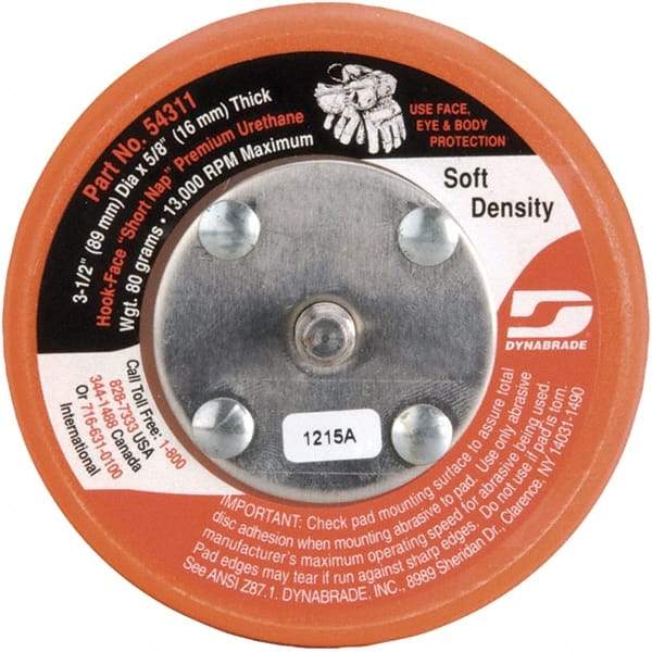 Dynabrade - 3-1/2" Diam Hook & Loop Disc Backing Pad - Soft Density, 13,000 RPM - Apex Tool & Supply