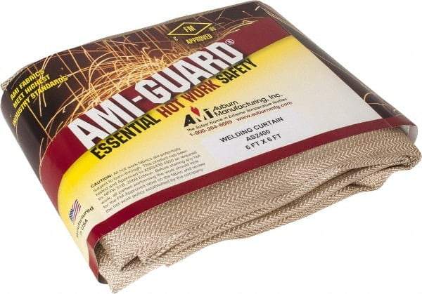 Auburn Mfr - 6' High x 6' Wide x 0.04" Thick Silica Welding Curtain - Tan, Grommet - Apex Tool & Supply