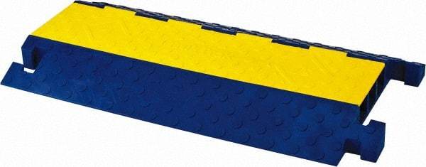 Hubbell Wiring Device-Kellems - 3 Channel, T-Shaped, Drop Over Cable Ramp - 36 Inch Long x 20 Inch Wide x 3.05 Inch High, Yellow and Blue - Apex Tool & Supply