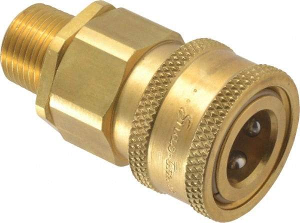 Parker - 3/8 Thread Brass Hydraulic Hose MPT Fitting - 2,250 psi - Apex Tool & Supply