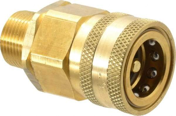 Parker - 3/4 Thread Brass Hydraulic Hose MPT Fitting - 2,000 psi - Apex Tool & Supply