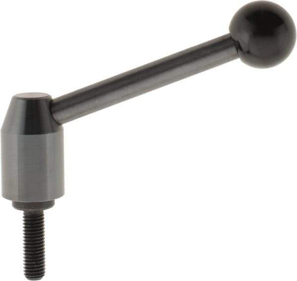 J.W. Winco - 1/2-13, Steel Threaded Stud Adjustable Clamping Handle - 4.88" OAL, 2.17" High - Apex Tool & Supply