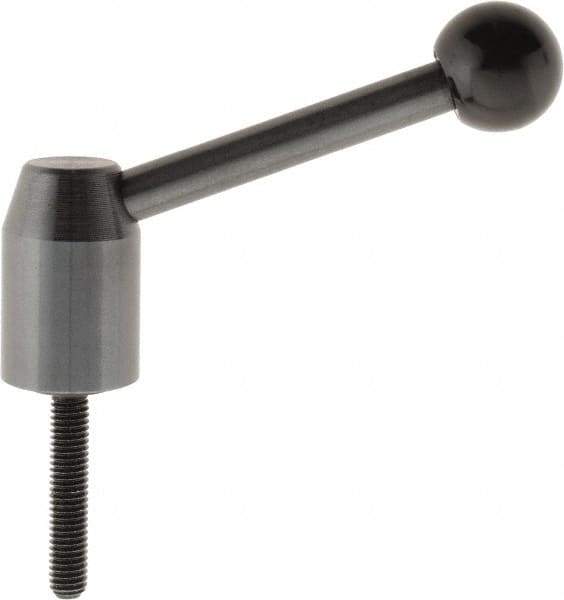 J.W. Winco - M6 x 1.0, 13.5mm Hub Diam, Steel Threaded Stud Adjustable Clamping Handle - 70mm OAL, 33.5mm High - Apex Tool & Supply