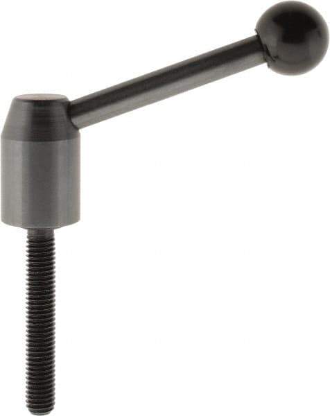 J.W. Winco - M8 x 1.25, 13.5mm Hub Diam, Steel Threaded Stud Adjustable Clamping Handle - 70mm OAL, 33.5mm High - Apex Tool & Supply