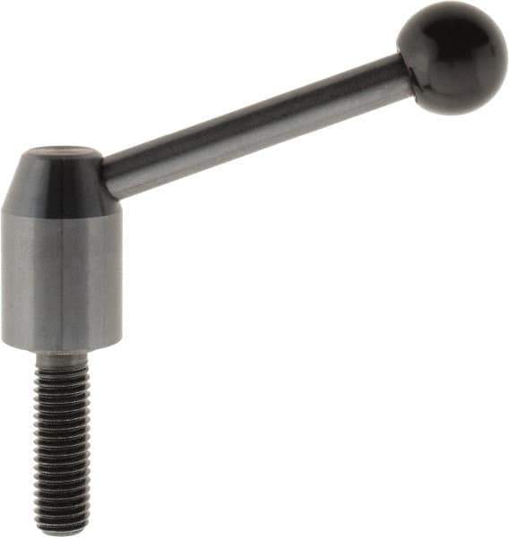 J.W. Winco - M10 x 1.5, 13.5mm Hub Diam, Steel Threaded Stud Adjustable Clamping Handle - 70mm OAL, 33.5mm High - Apex Tool & Supply