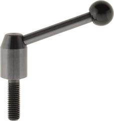 J.W. Winco - M10 x 1.5, 13.5mm Hub Diam, Steel Threaded Stud Adjustable Clamping Handle - 70mm OAL, 33.5mm High - Apex Tool & Supply