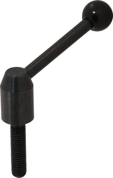 J.W. Winco - M10 x 1.5, 13.5mm Hub Diam, Steel Threaded Stud Adjustable Clamping Handle - 70mm OAL, 33.5mm High - Apex Tool & Supply