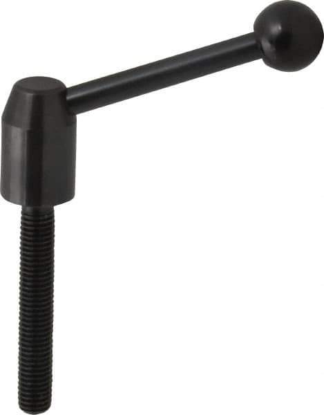 J.W. Winco - M10 x 1.5, 13.5mm Hub Diam, Steel Threaded Stud Adjustable Clamping Handle - 70mm OAL, 33.5mm High - Apex Tool & Supply