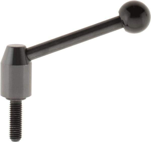 J.W. Winco - M10 x 1.5, 16mm Hub Diam, Steel Threaded Stud Adjustable Clamping Handle - 96mm OAL, 40mm High - Apex Tool & Supply