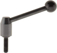 J.W. Winco - M10 x 1.5, 16mm Hub Diam, Steel Threaded Stud Adjustable Clamping Handle - 96mm OAL, 40mm High - Apex Tool & Supply