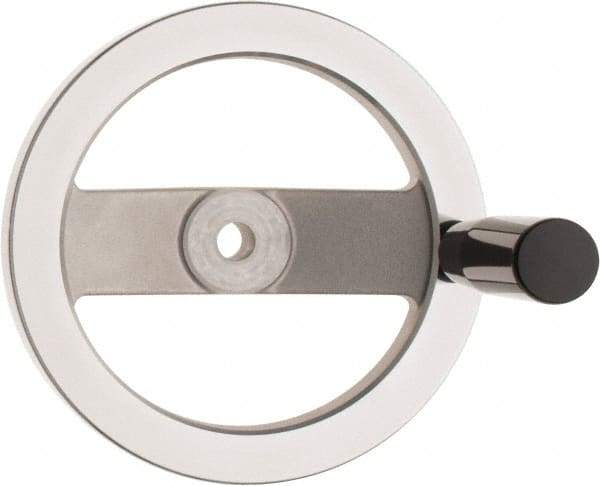 Value Collection - 6.3", 2 Spoke Handwheel with Revolving Handle - 1.42" Hub, Aluminum, Polished Finish - Apex Tool & Supply