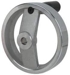 Value Collection - 4.92", 2 Spoke Handwheel with Rectractable Handle - 1.22" Hub, Aluminum, Polished Finish - Apex Tool & Supply