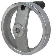 Value Collection - 4.92", 2 Spoke Handwheel with Rectractable Handle - 1.22" Hub, Aluminum, Polished Finish - Apex Tool & Supply
