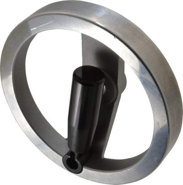 Value Collection - 6.3", 2 Spoke Handwheel with Rectractable Handle - 1.42" Hub, Aluminum, Polished Finish - Apex Tool & Supply