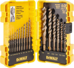 DeWALT - 1/16 to 1/2", 135° Point, Gold Finish, High Speed Steel Jobber Length Drill Bit Set - Apex Tool & Supply