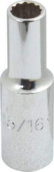 Proto - 5/16", 3/8" Drive, Deep Hand Socket - 12 Points, 2-1/8" OAL, Chrome Finish - Apex Tool & Supply