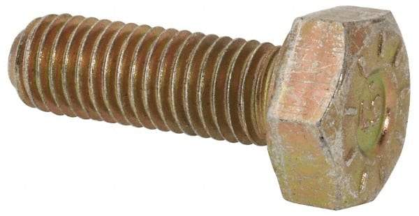 Value Collection - 1/4-28 UNF, 3/4" Length Under Head Hex Head Cap Screw - Fully Threaded, Grade L9 Alloy Steel, Zinc Yellow Dichromate Finish, 7/16" Hex - Apex Tool & Supply